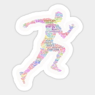 Runner Sport Silhouette Shape Text Word Cloud Sticker